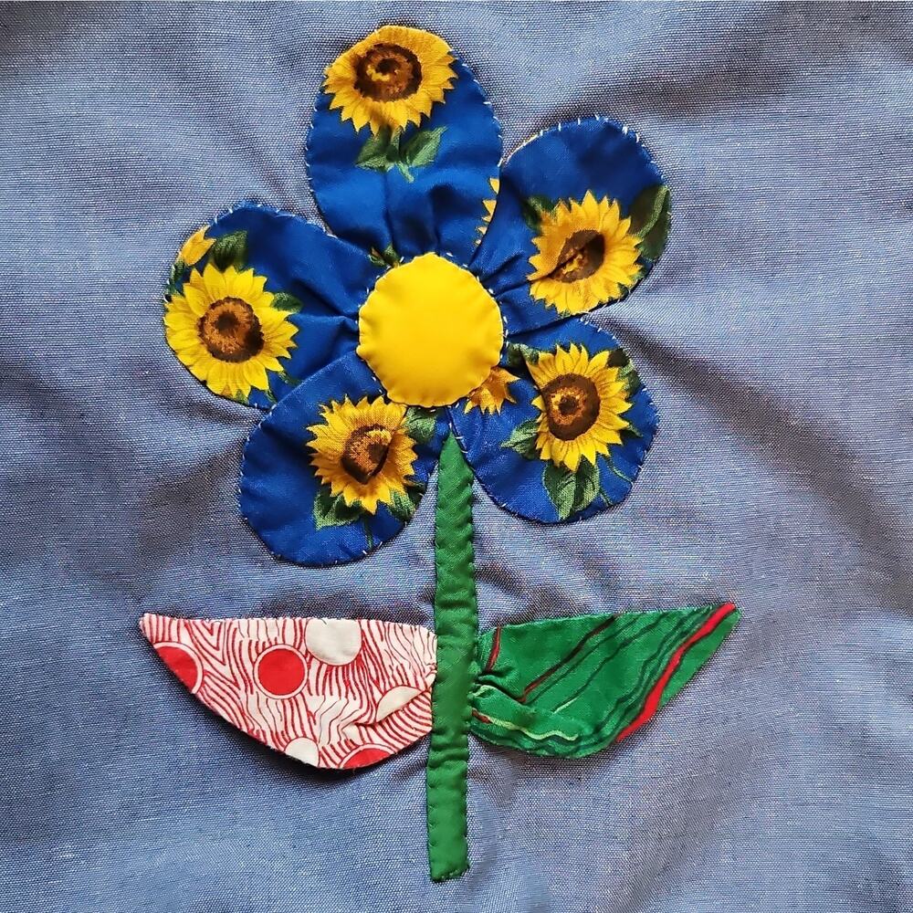 Dickies Women’s Blue Chambray Work Shirt Floral Applique 16 1/2 34/35 - Picture 4 of 7